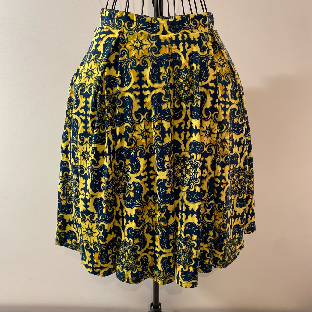 Lularoe Yellow And Black A Line Full Madison Skirt Size Xs